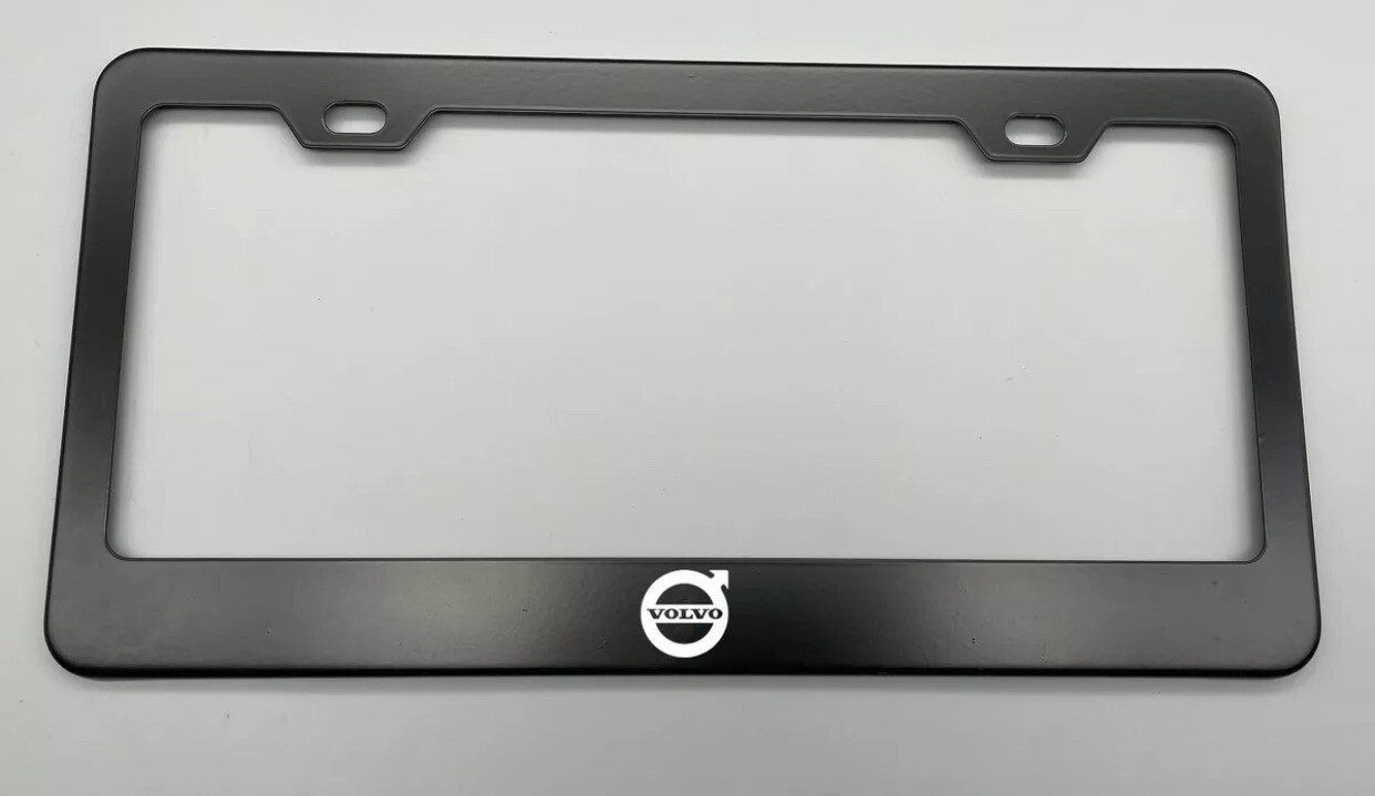 Laser Engraved Volvo logo Black  License Plate Frame Stainless Steel fit 