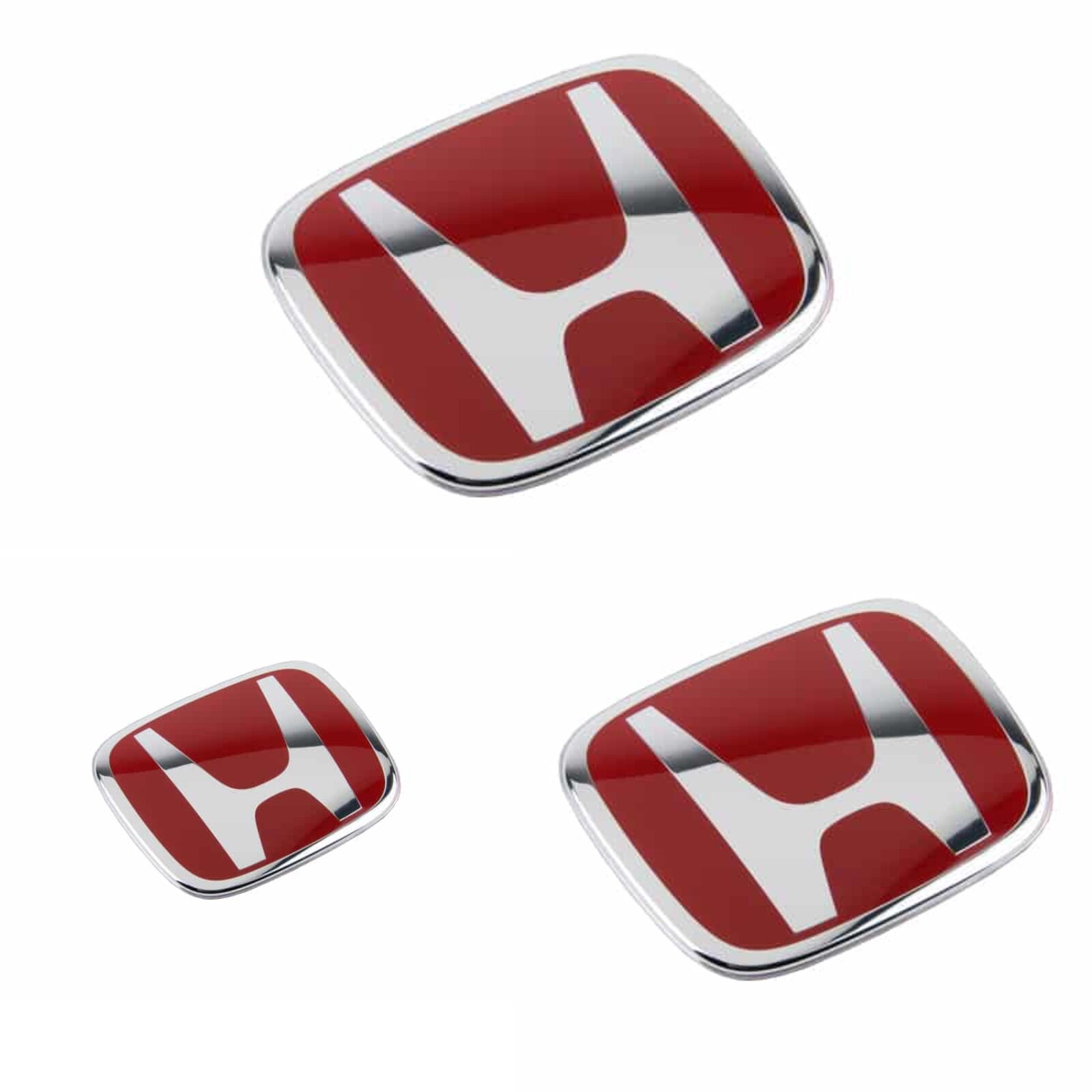 3pcs Jdm Red Front Rear Steering Badge H Emblem For Honda Fit Jazz 2003-2008 3pcs Jdm Red Front Rear Steering Badge H Emblem For Honda Fit Jazz 2003-2008