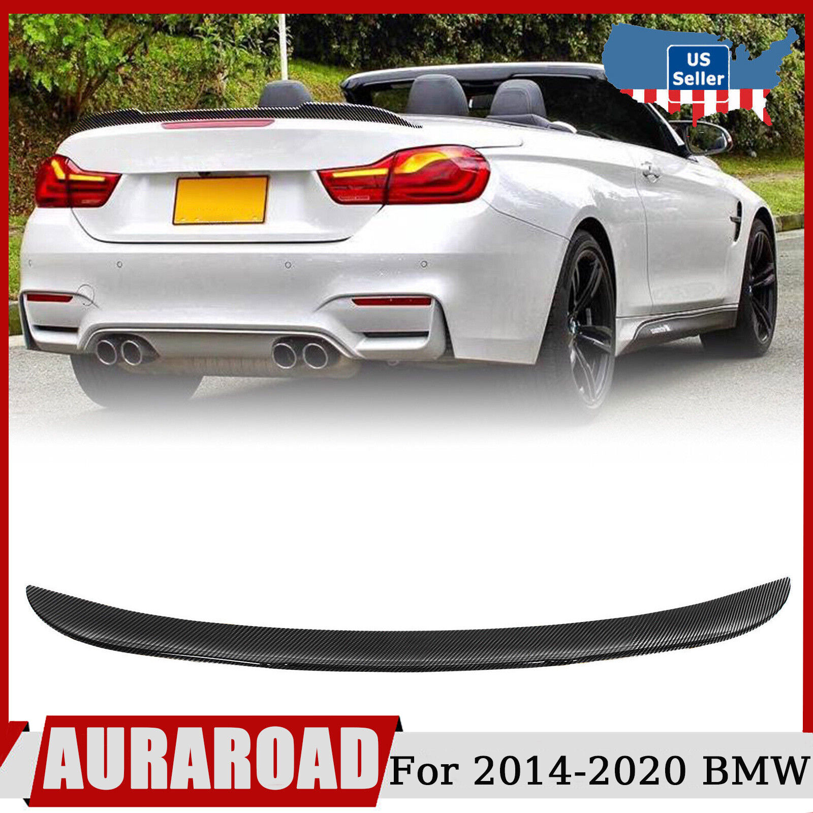 Rear Trunk Spoiler Wing For BMW F33 430i 440i Convertible 2014-2020 Carbon Fiber