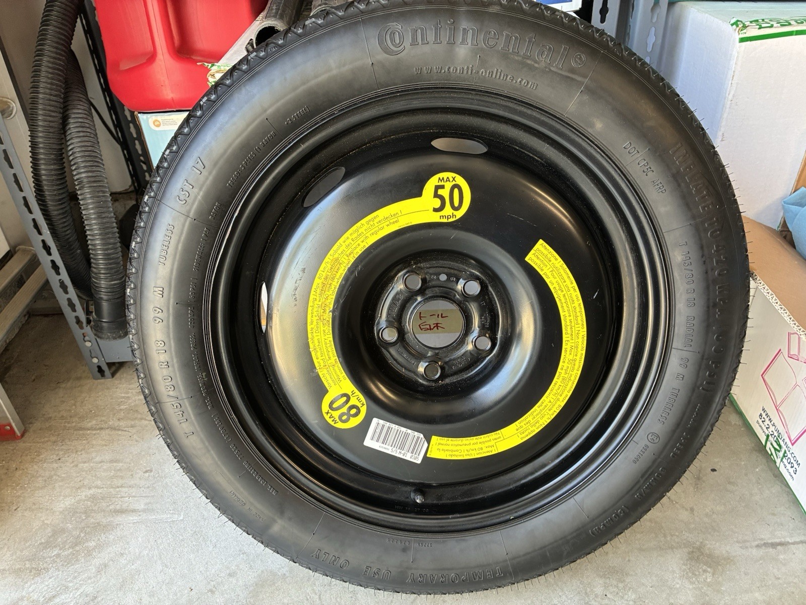 Continental 145/80/R18 Tubeless Temporary Compact Spare Tire
