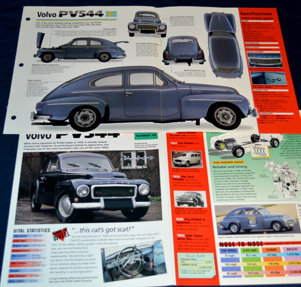 1963 Volvo PV544 Sport Specs Info Original Poster Brochure Vintage Print 63 B18