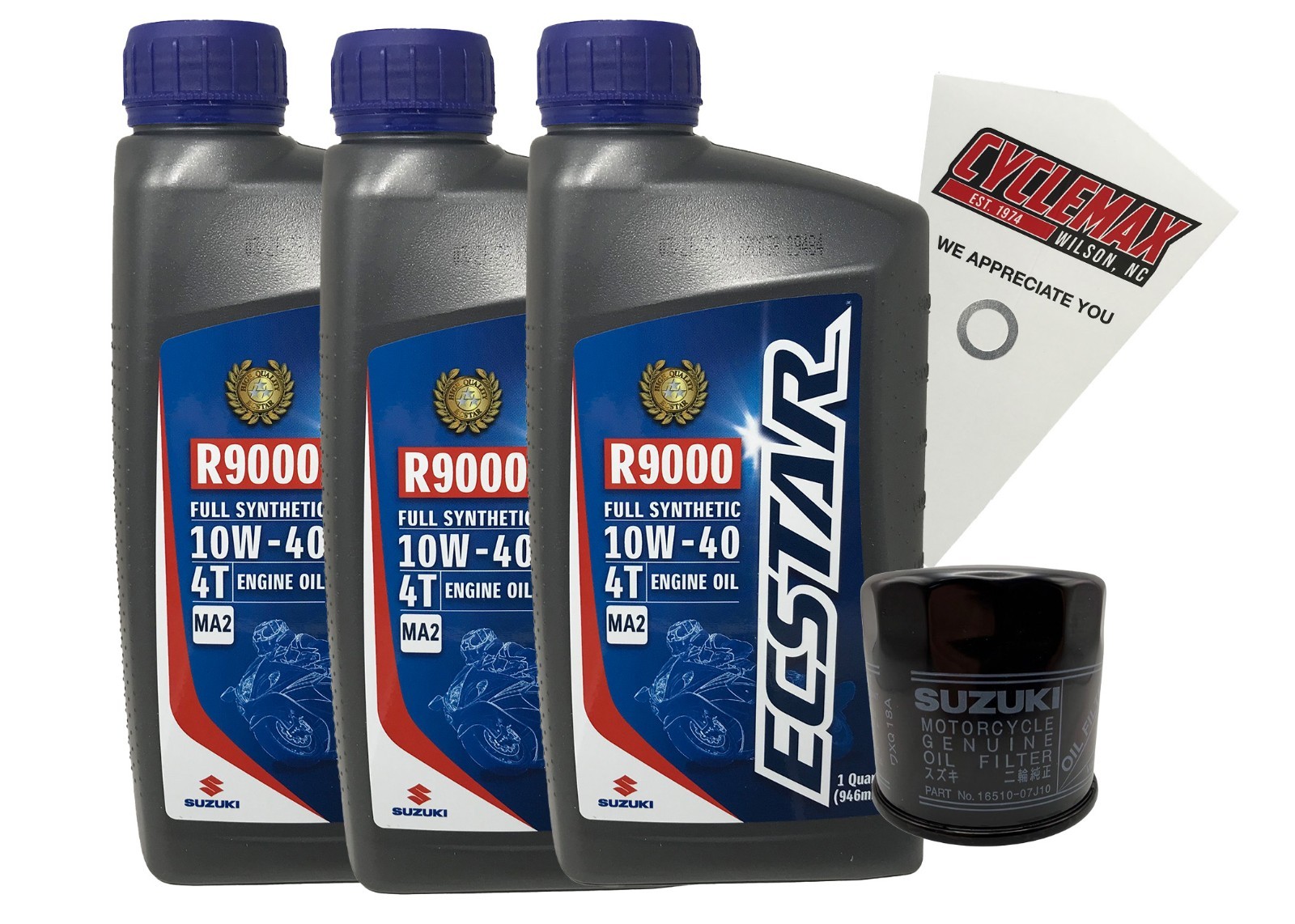 OEM 2002-2021 Suzuki GSX-R750 10w40 Full Synthetic Oil Change Kit OEM 2002-2021 Suzuki GSX-R750 10w40 Full Synthetic Oil Change Kit