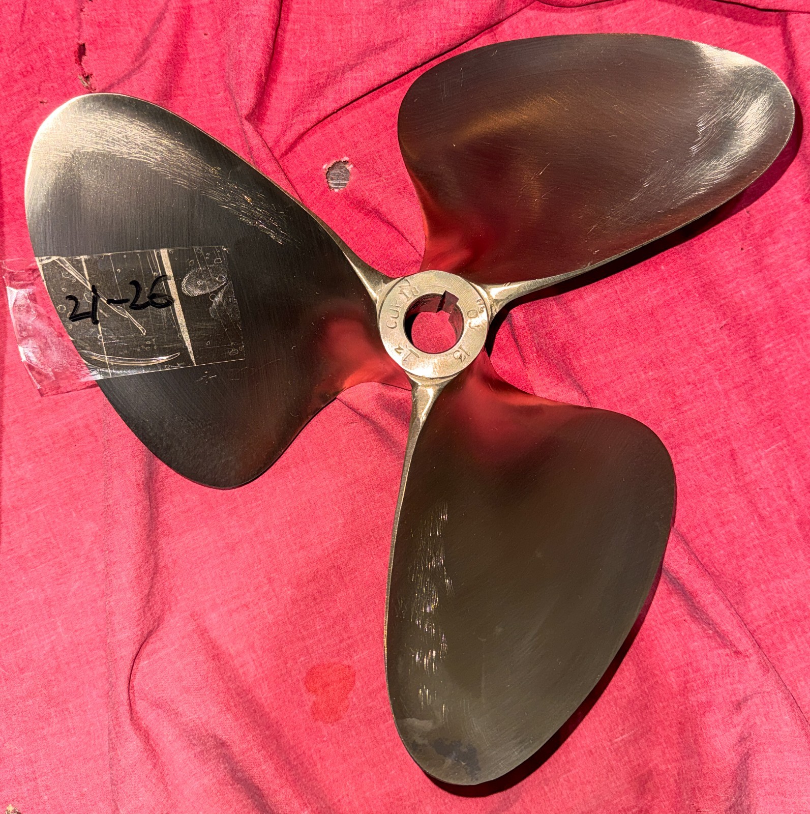 OJ Legend 13 x 13 3 Blade Nibral Inboard Propeller Left Hand 1 1/8\