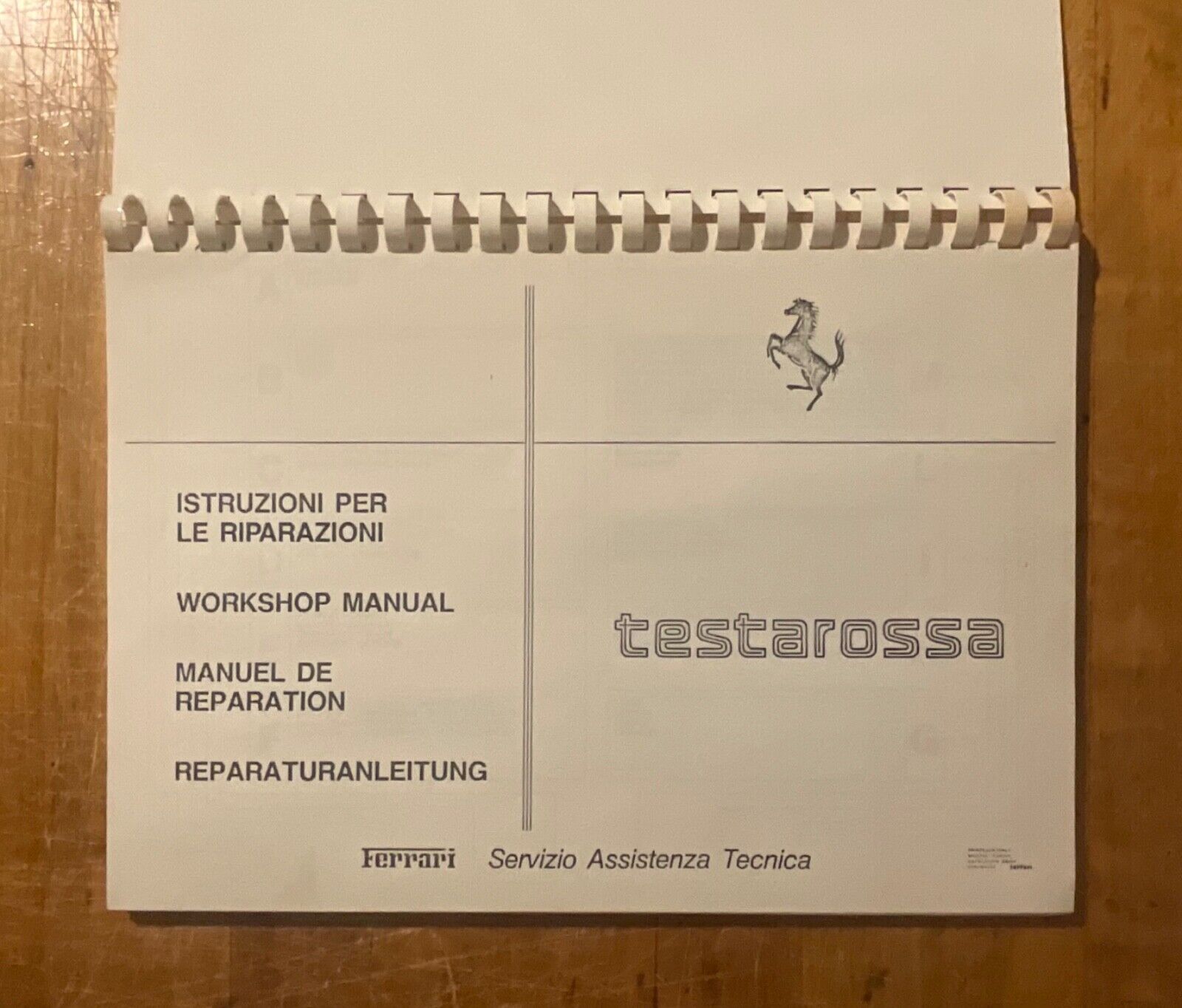 Ferrari Testarossa Service Training Manual | Workshop Manual | F.N.A Original