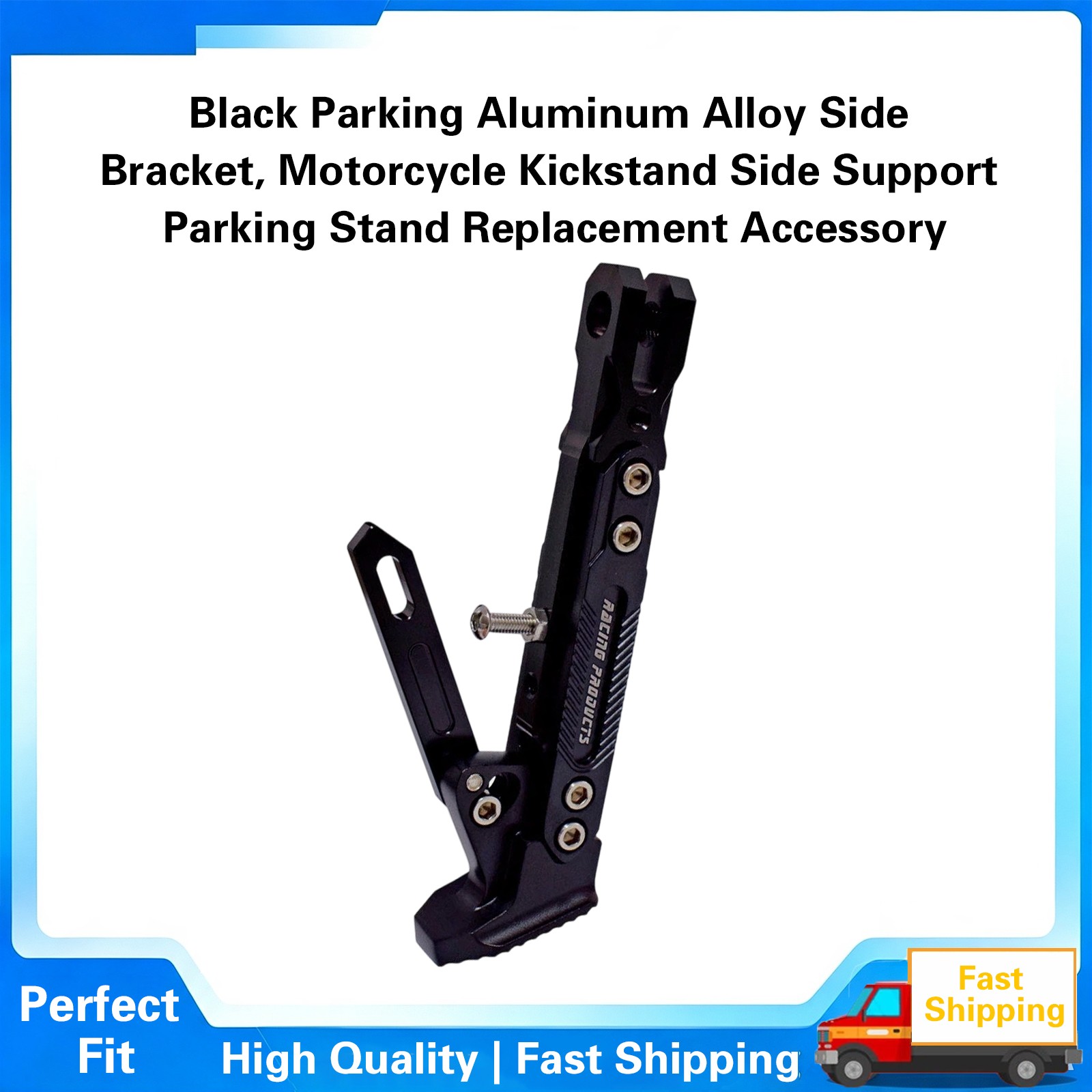MotorcycleUniversal Adjustable CNC Metal Side Stand Kickstand Foot Bracket black