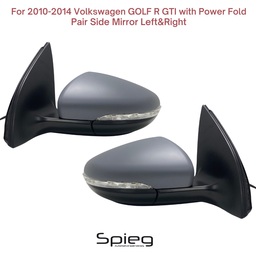Pair Door Side Mirror for 2010-2014 Volkswagen GOLF R GTI Power Folding Primed