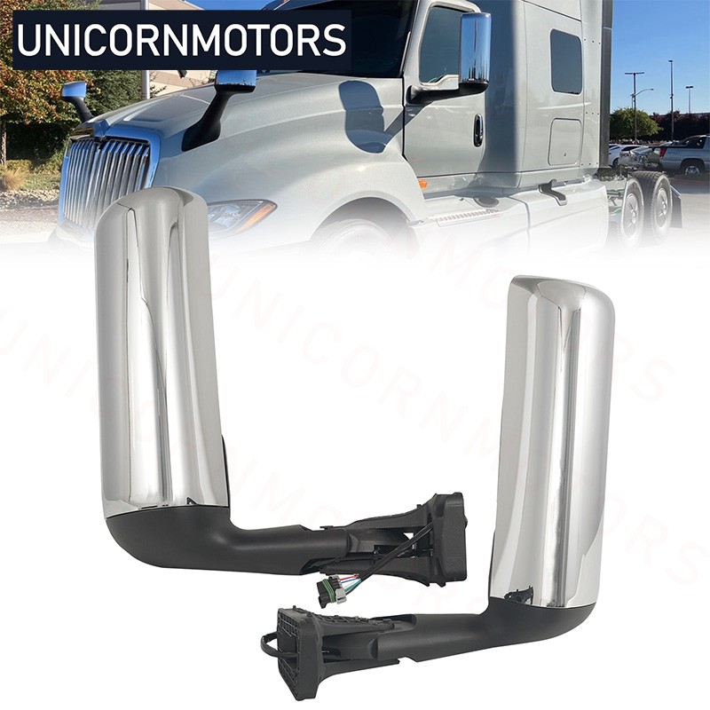 Pair Chrome Door Mirror Heated Fit International Harvester LT LT625 Left+Right Pair Chrome Door Mirror Heated Fit International Harvester LT LT625 Left+Right