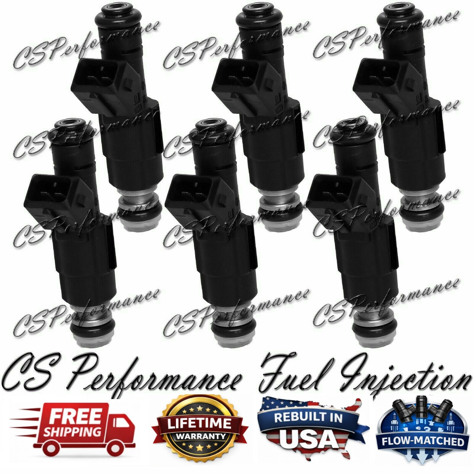 Bosch III 4-Hole Upgrade Injectors (6) 90-95 Ford/Lincoln/Merc Repl 0280150907