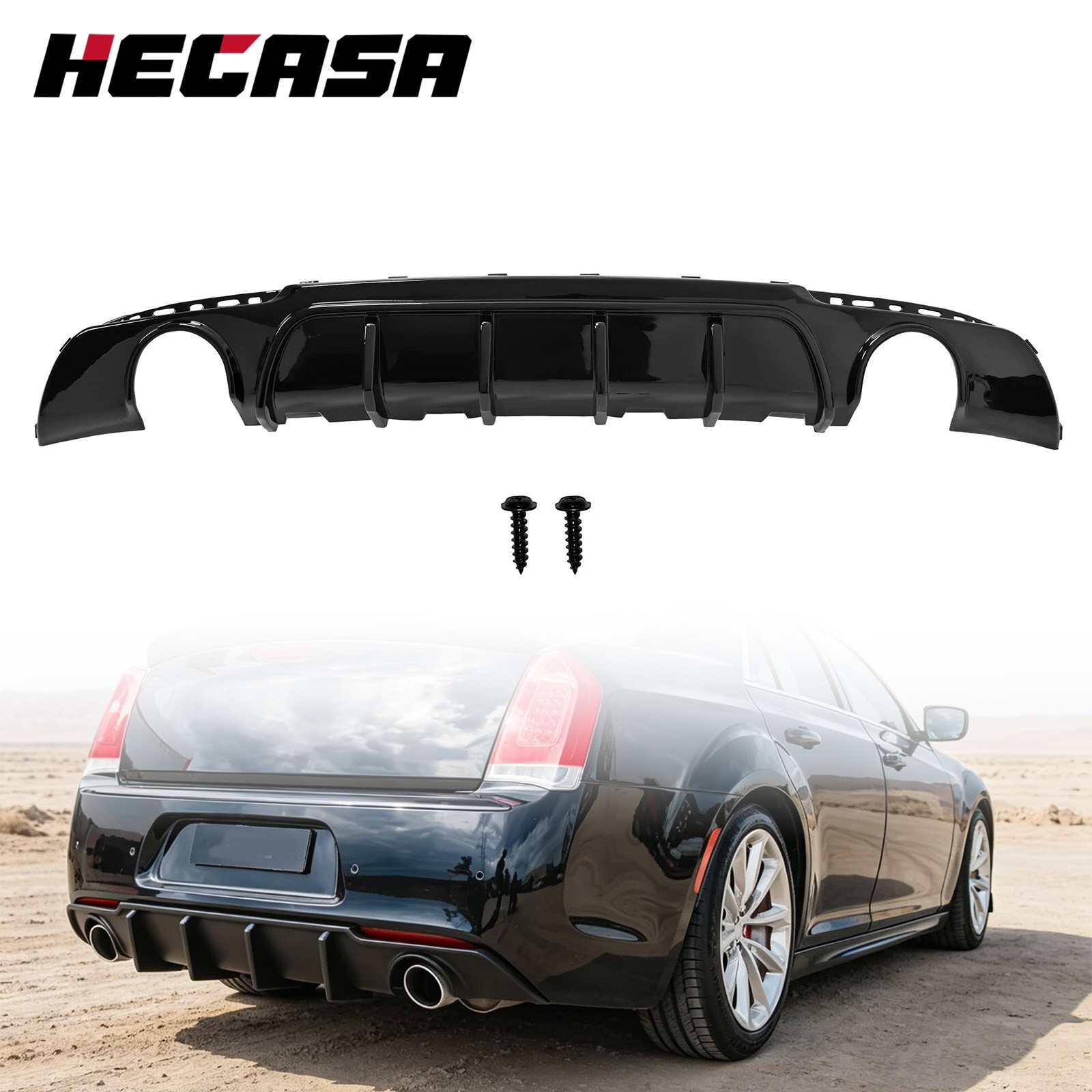 For 15-23 CHRYSLER 300 Black Dual Exhaust Rear Bumper Lip Diffuser Valance For 15-23 CHRYSLER 300 Black Dual Exhaust Rear Bumper Lip Diffuser Valance
