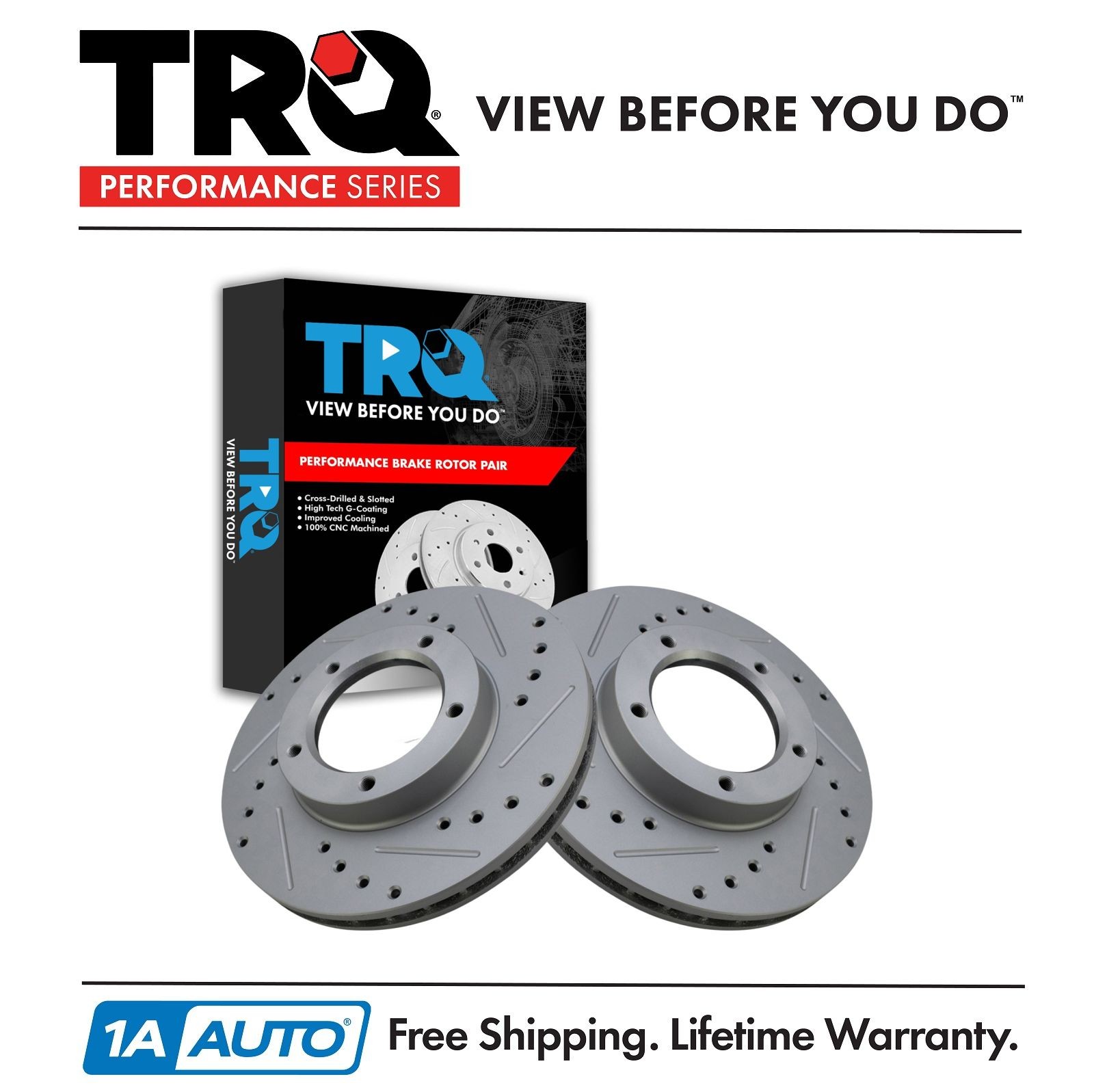 TRQ Front Brake Rotors Set For 1984-1995 Toyota Pickup