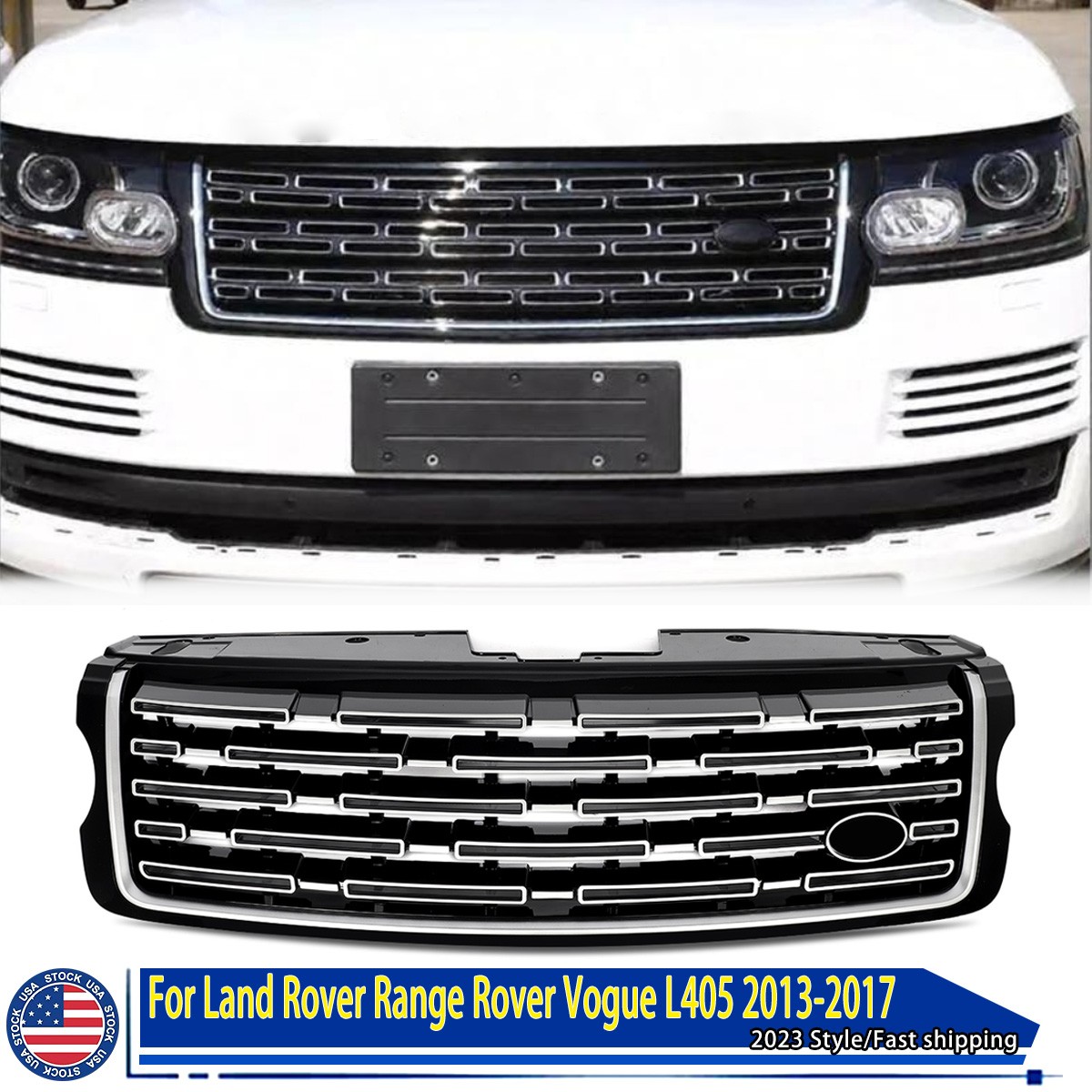 2023 Style Front Upper Grille W/Chrome Trim For Range Rover Vogue L405 2013-2017 2023 Style Front Upper Grille W/Chrome Trim For Range Rover Vogue L405 2013-2017