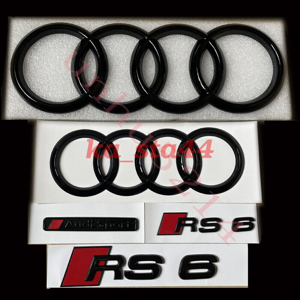 RS6 Gloss Black Badges Package For Audi RS6 S6 C6 C7 2010-2018 Exclusive pack