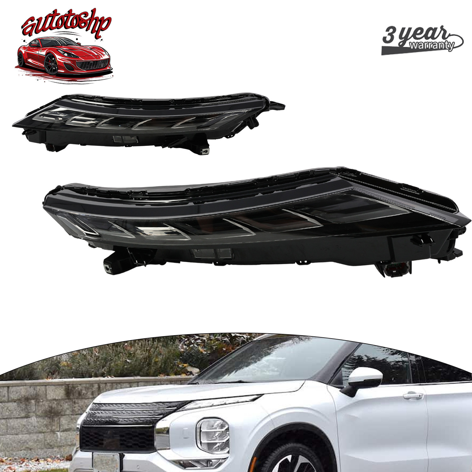 For 2022-2024 Mitsubishi Outlander Pair LED Headlights DRL Turn Signal L+R
