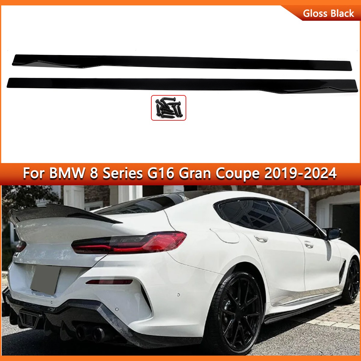 For 2019-2024 BMW 8 Series G16 Gloss Black Side Skirt Bodykit Spoiler Lip Trim For 2019-2024 BMW 8 Series G16 Gloss Black Side Skirt Bodykit Spoiler Lip Trim