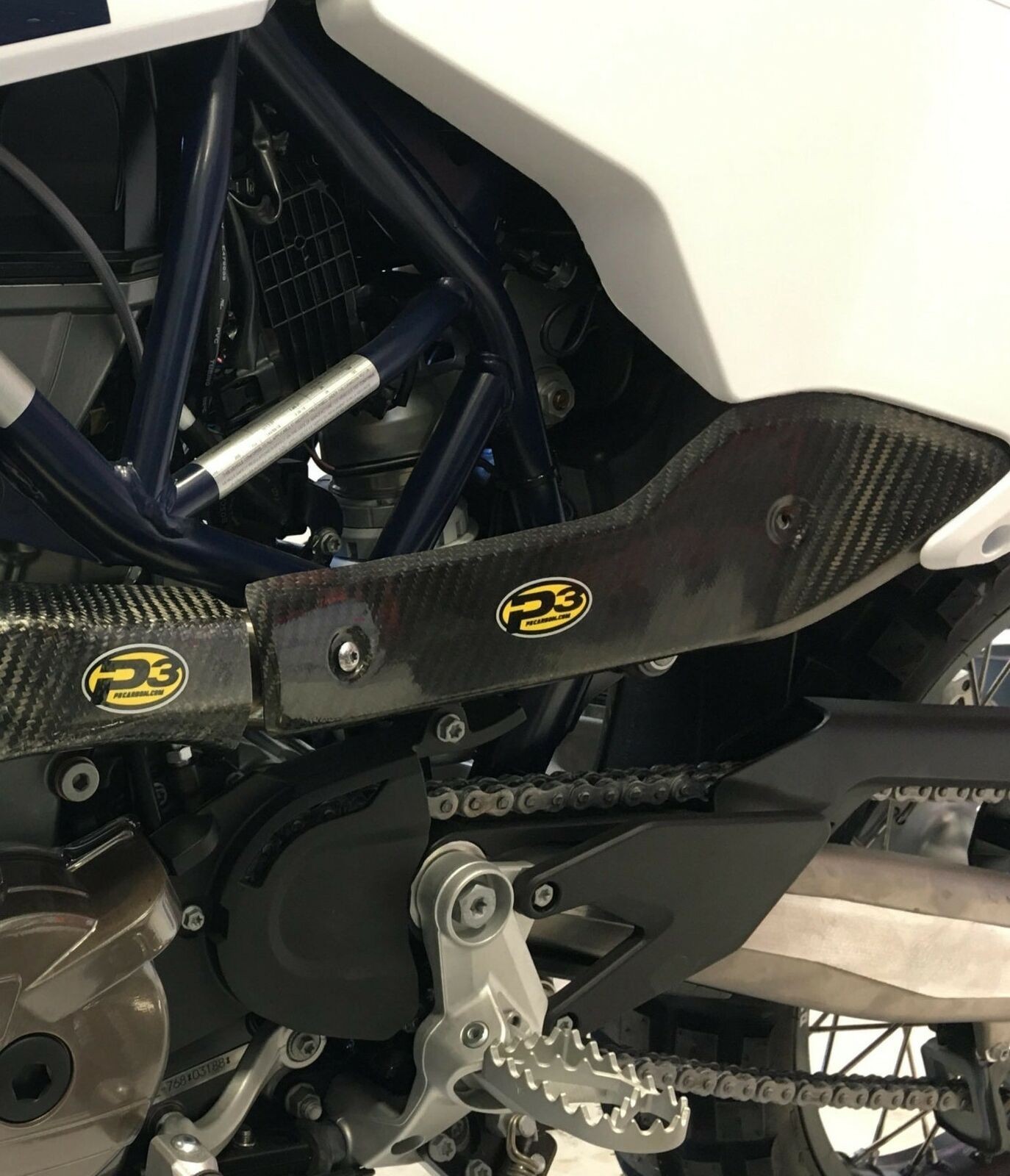 P3 Carbon Fiber Boot Guard Heat Shield for 2016+ Husqvarna 701 Enduro SM 203083
