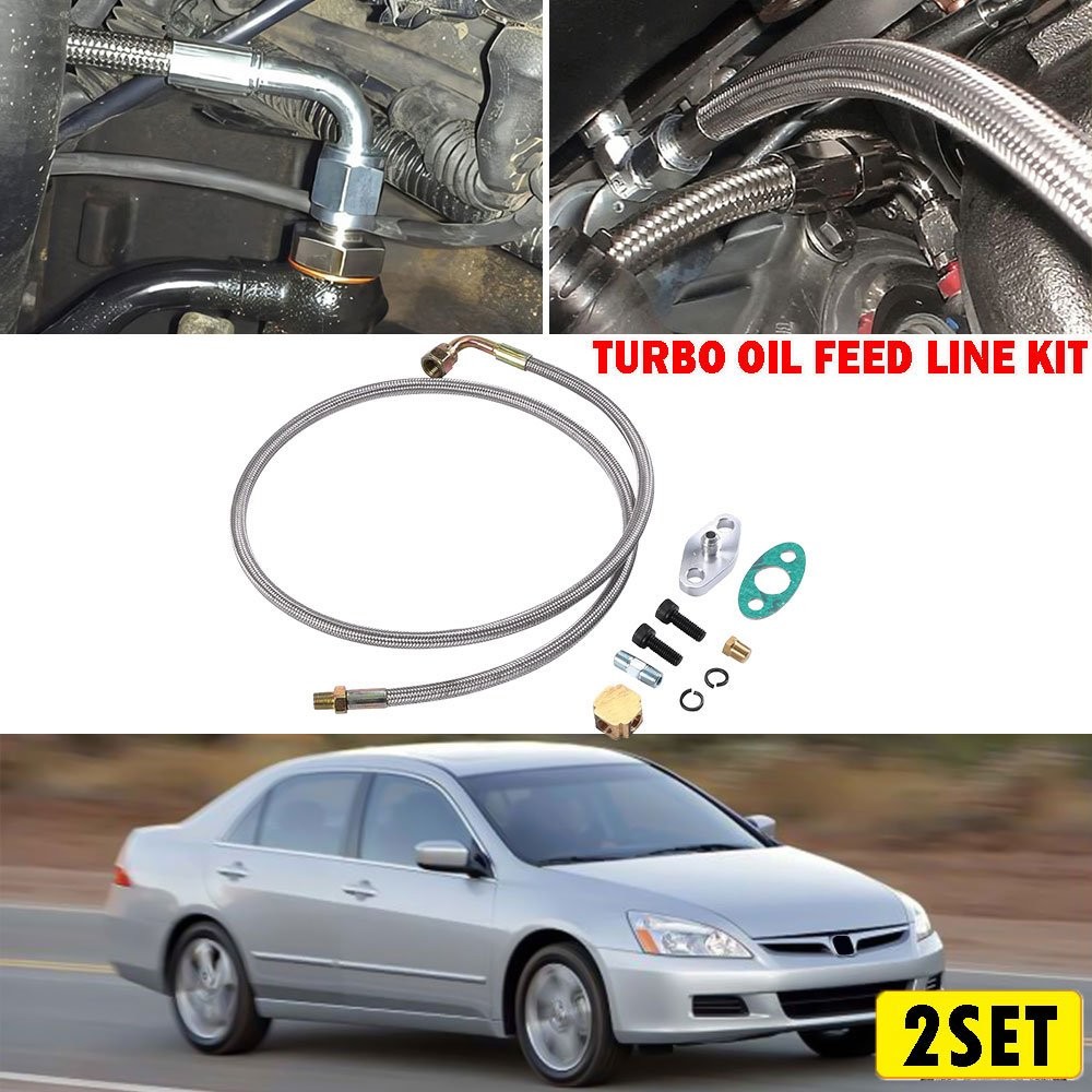2X Turbo Oil Cooling Feed Line Kit 1/8 4AN NPT T3 T4 T04E T70 T66 T67 GT35 GT45