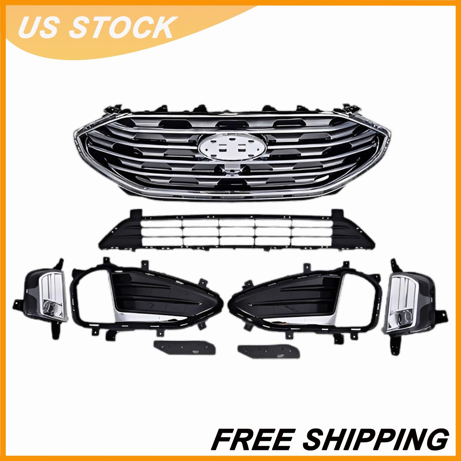 8PC NEW Grille Mesh Bumper Retainer Brackets Fog lamps Kit For Ford Edge 2019-23