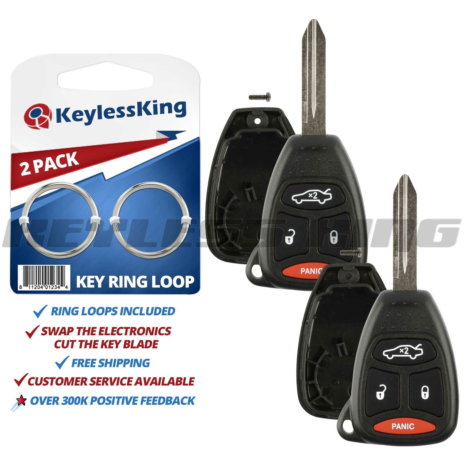 Fits 2007 2008 2009 Chrysler Aspen Remote Key Fob Shell Case Cover KOBDT04A 2x
