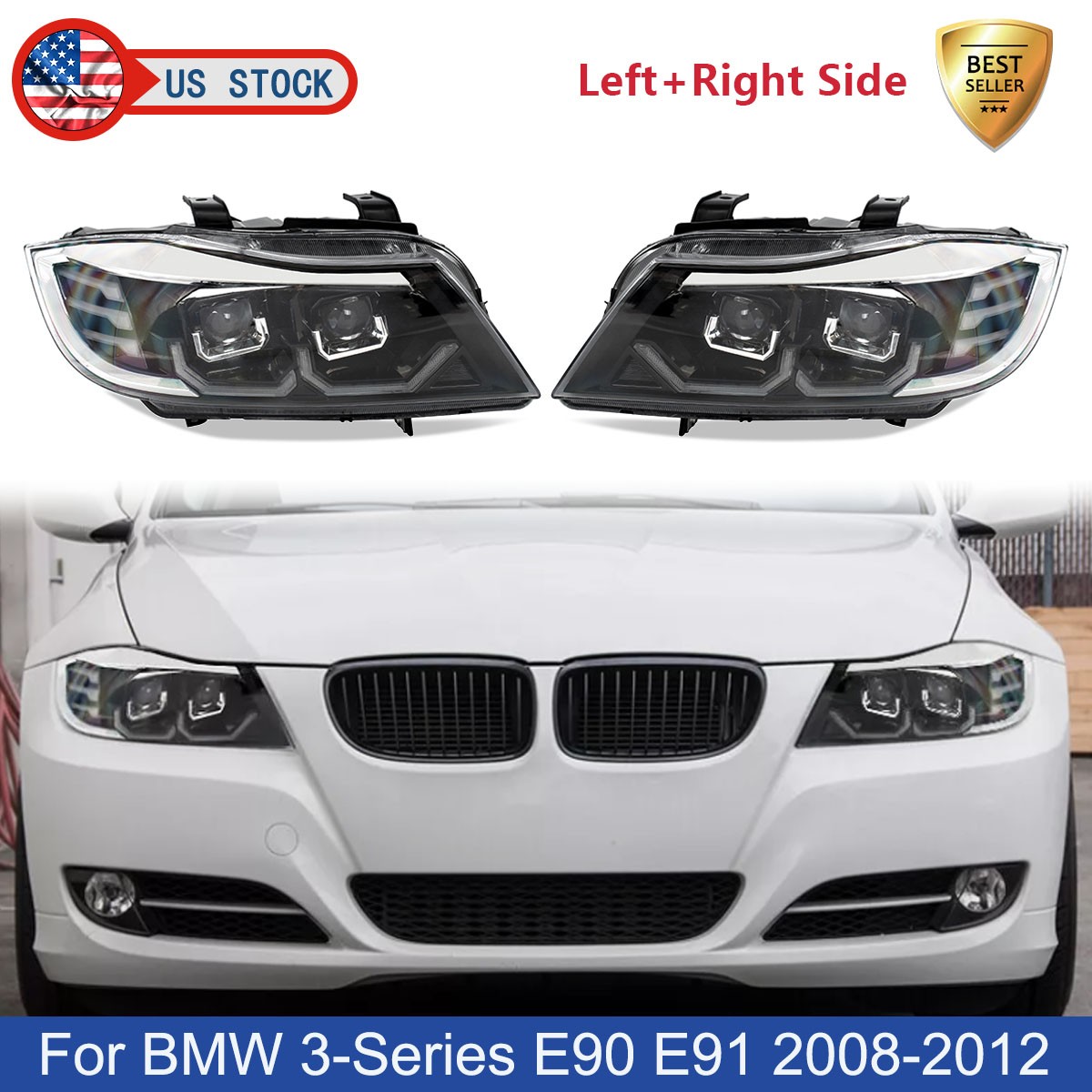 Pair For 2008-2012 BMW 3 Series E90 E91 328i Front Headlight Headlamp Assembly Pair For 2008-2012 BMW 3 Series E90 E91 328i Front Headlight Headlamp Assembly