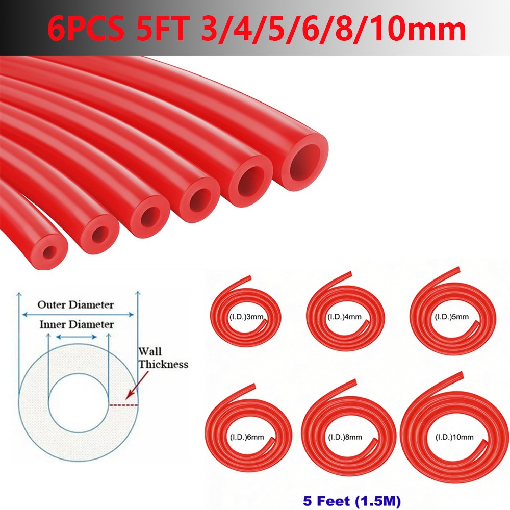 5FT 6x 3/4/5/6/8/10MM Car Silicone Vacuum Tubing Hose line Kit Red For Hyundai 5FT 6x 3/4/5/6/8/10MM Car Silicone Vacuum Tubing Hose line Kit Red For Hyundai