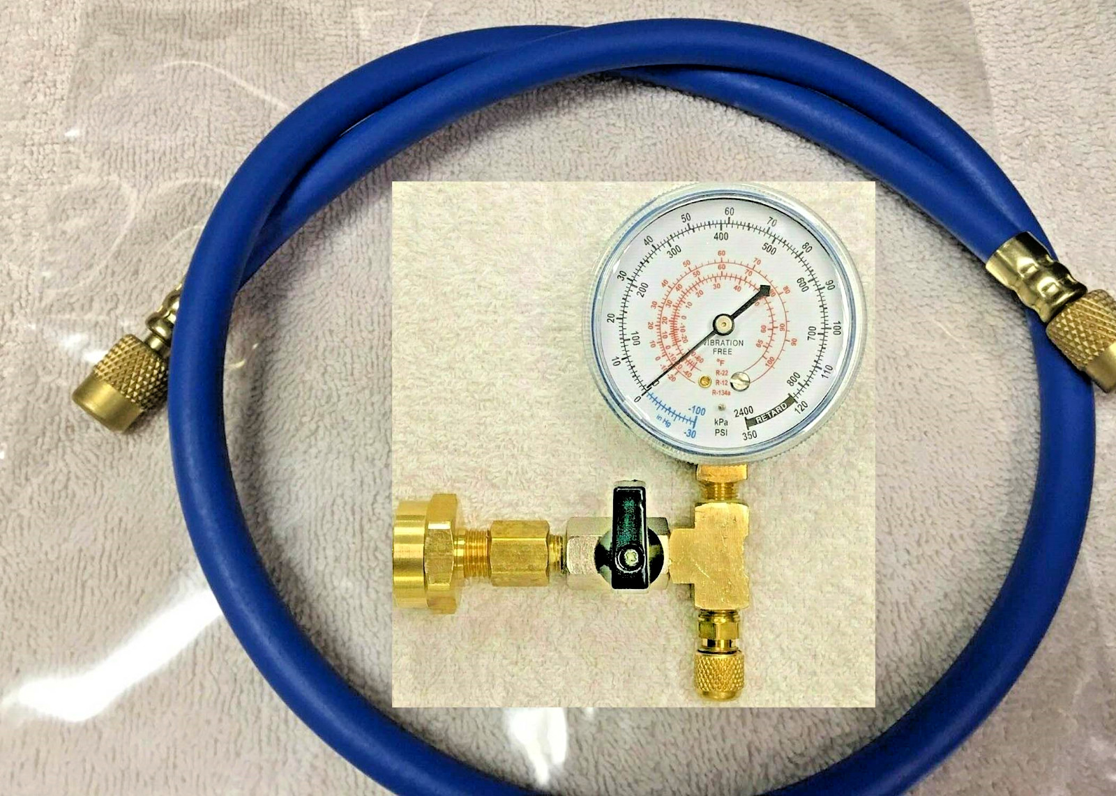 Frosty Freeze, 20 oz. Can Taper, R22, R12, R134a, 20 oz, CGA600 Gauge & hose 