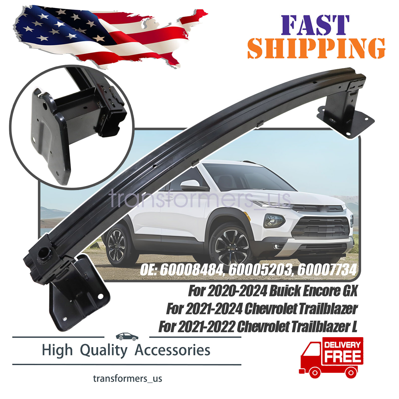 FITS 2021-2024 Chevrolet Trailblazer 60008484 Rear Bumper Face Bar Reinforcement