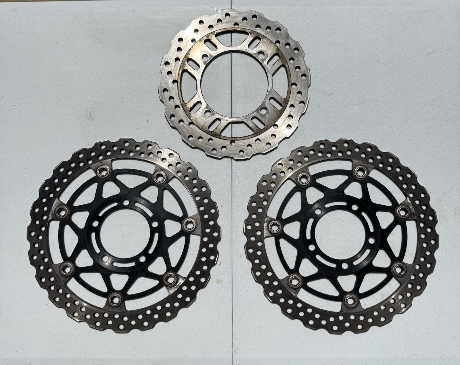 2008-2011 Kawasaki ZX14, ZX14R, ZZR14 used OEM Front and Rear Rotors 2008-2011 Kawasaki ZX14, ZX14R, ZZR14 used OEM Front and Rear Rotors