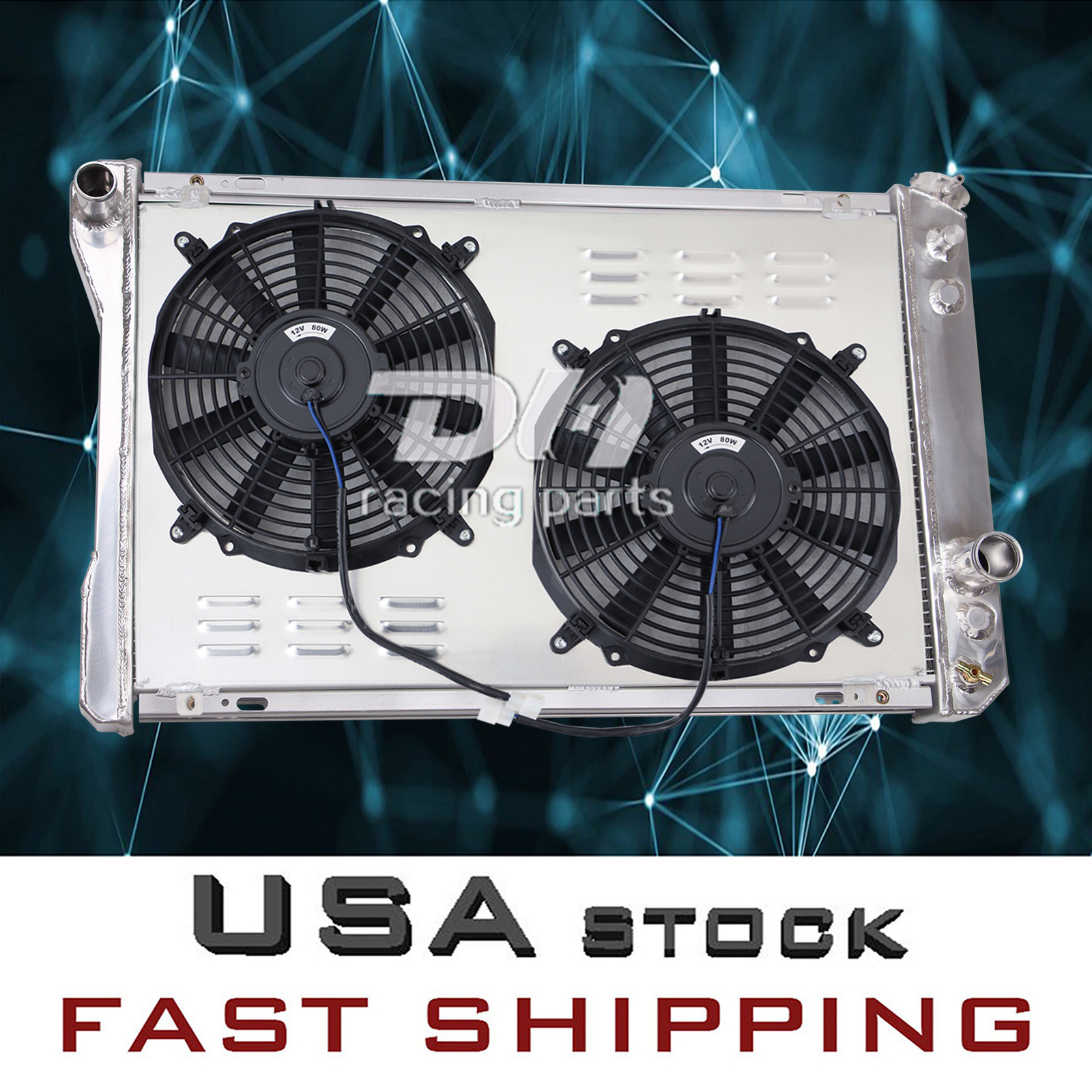 4 Rows Alu Radiator+Shroud+Fan For 1982-92 Chevrolet P20 30/GMC P2500 3500 V6 V8