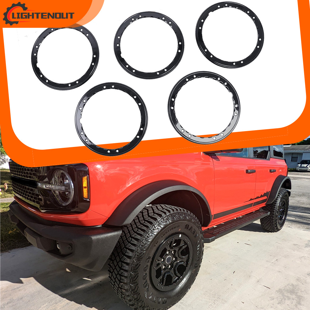 5PCS Bead Lock Wheel Trim Rings Kit Fit for 2021-2026 Ford Bronco Black 5PCS Bead Lock Wheel Trim Rings Kit Fit for 2021-2026 Ford Bronco Black