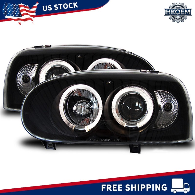 2X Smoked Angel Eyes Headlight Head Lights Lamps for VW Golf MK3 1991-1997 2X Smoked Angel Eyes Headlight Head Lights Lamps for VW Golf MK3 1991-1997