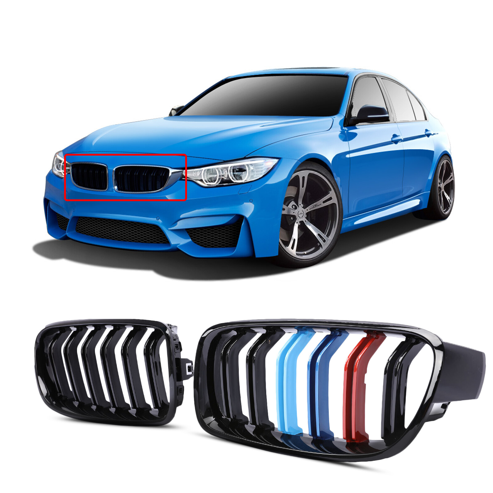 M-Color Front Hood Kidney M Style Grille Grill For BMW 3 series F30 2013-2017 M-Color Front Hood Kidney M Style Grille Grill For BMW 3 series F30 2013-2017