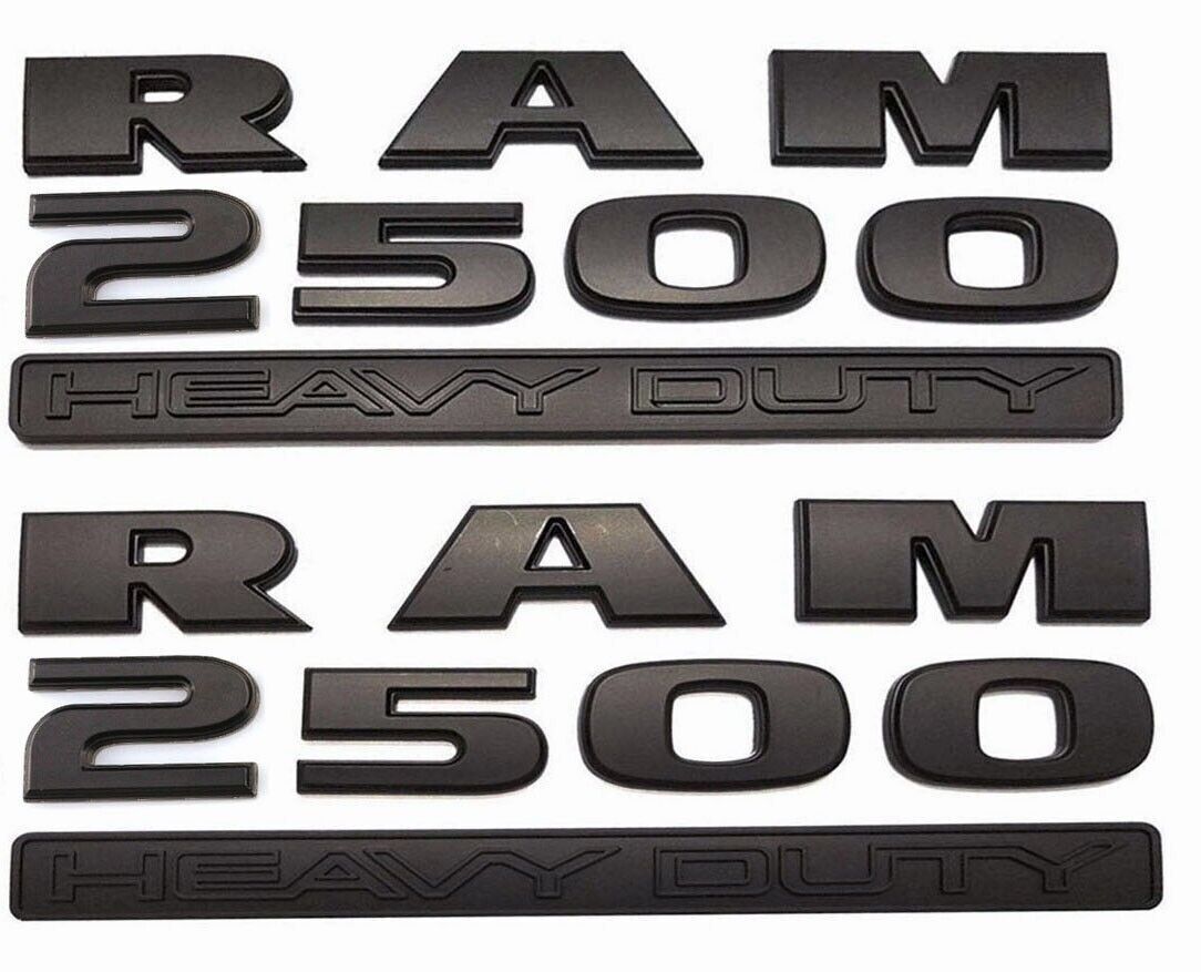 2x OEM Matte Black HEAVY DUTY Emblem RAM 2500 Badges 3D for RAM2500 Genuine