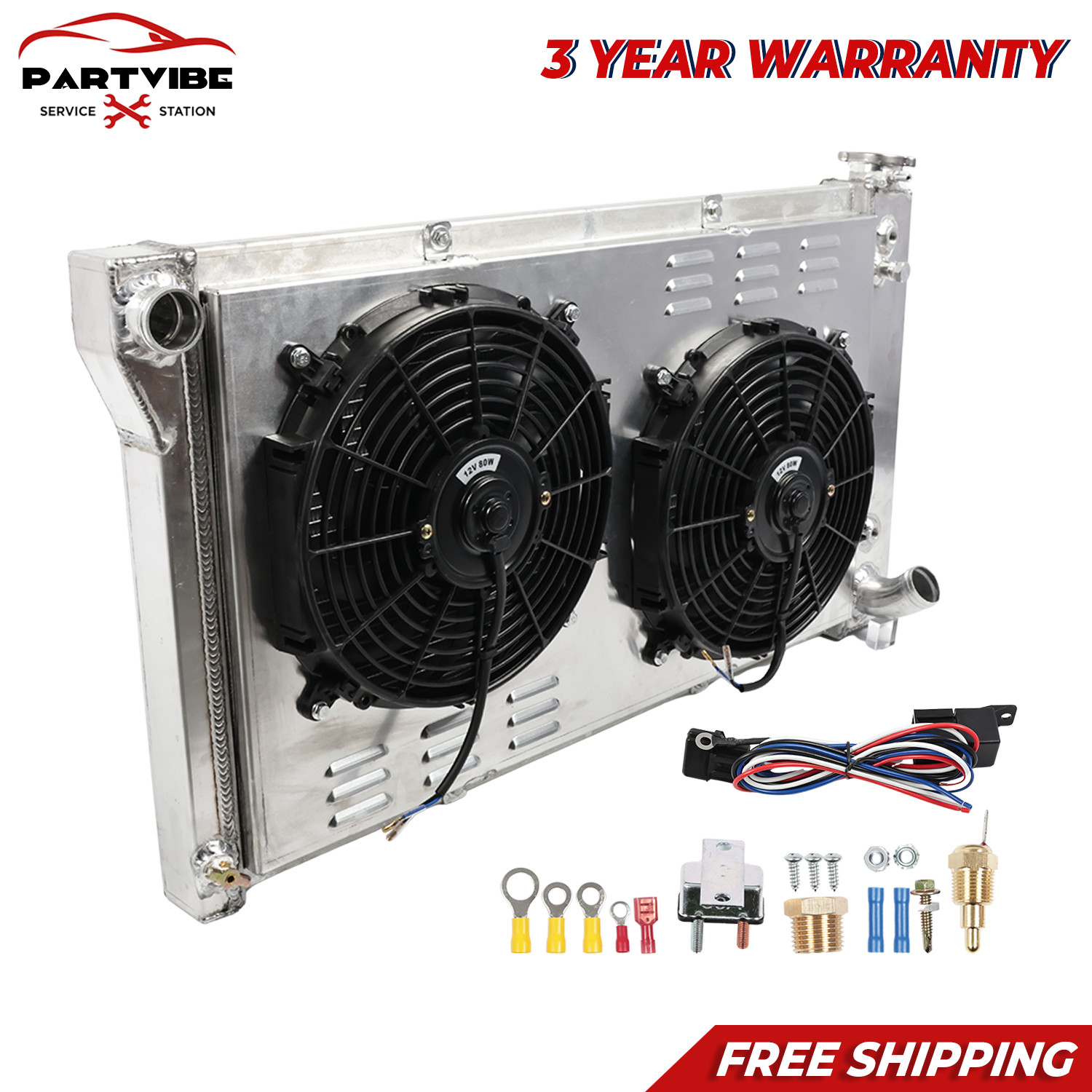 3 Row Radiator + Shroud Fan For 1967-1972 Chevy C/K C10 C20 C30 K10 Pickup Truck
