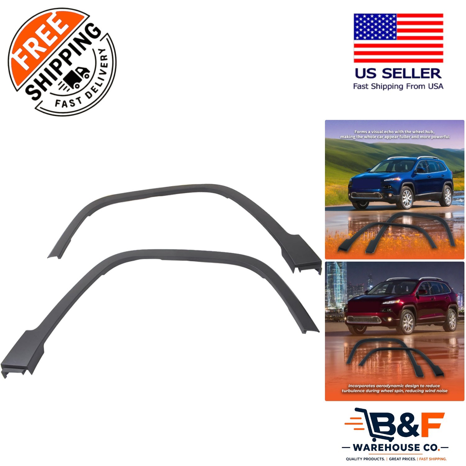 Sleek and Sturdy Fender Flares for Chero-kee 2014-2017 - 2-Piece Replacement Set