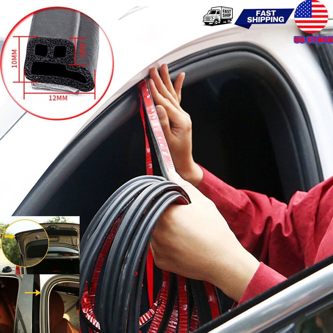 33Ft Car Door Trunk Rubber Seal Strip Double Layer Automotive Weather Stripping 33Ft Car Door Trunk Rubber Seal Strip Double Layer Automotive Weather Stripping