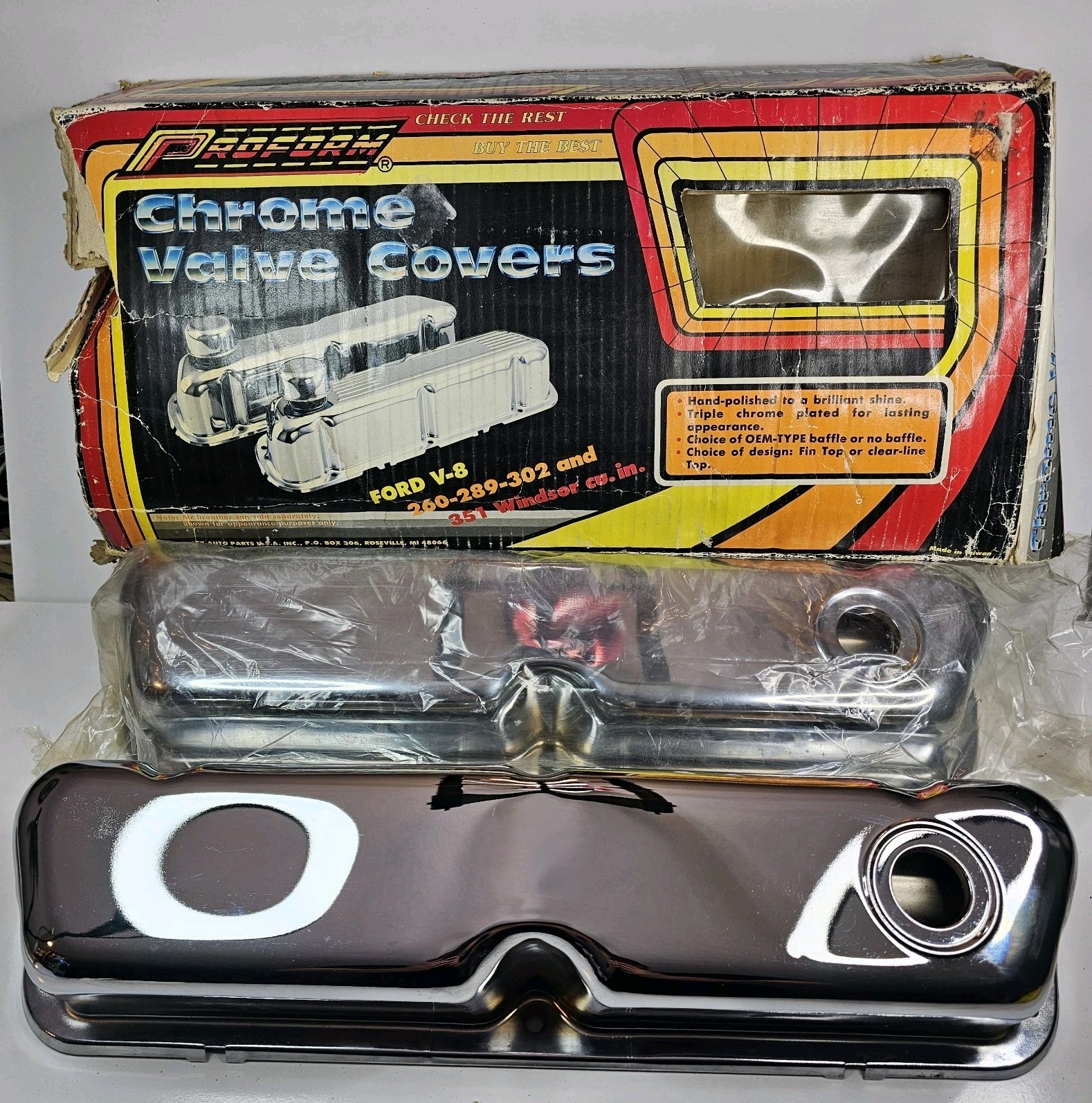 Proform SAP‑66724 Chrome Valve Covers Ford Small Block 260 289 302 351W