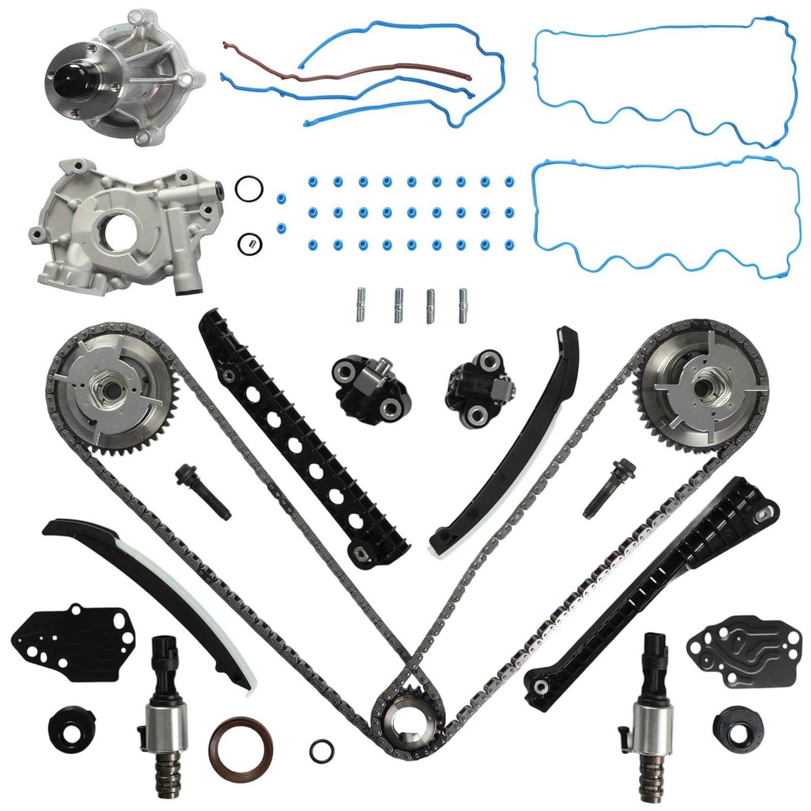 5.4L 3V Timing Chain Kit Oil Water Pumps Phasers for Ford Lincoln 2005-2006