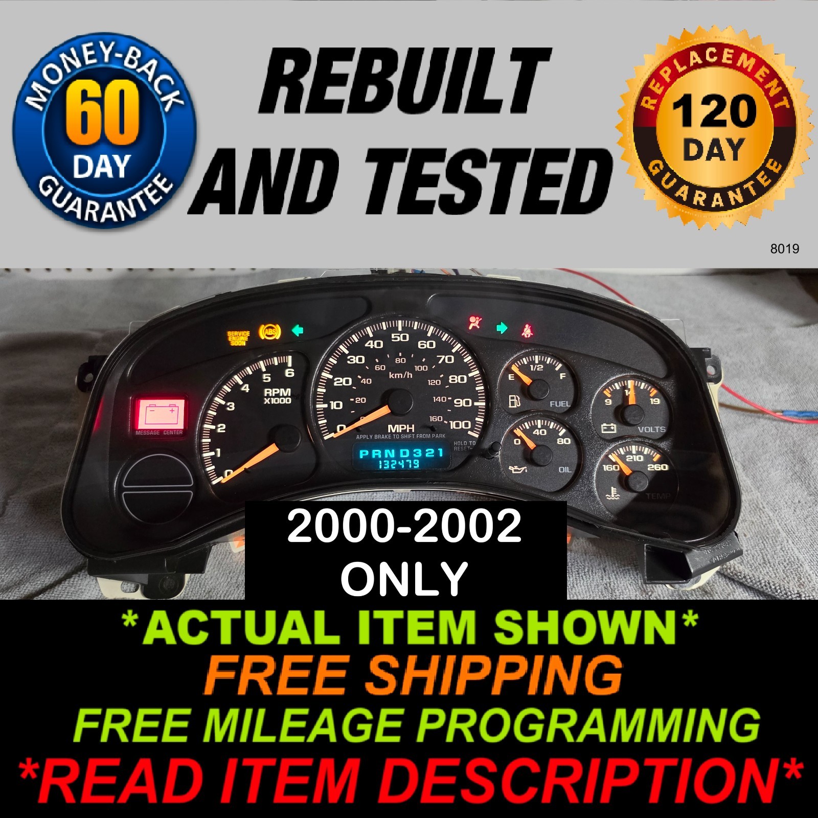 2000-2002 Silverado Sierra Tahoe Suburban Yukon Avalanche Gauge Cluster