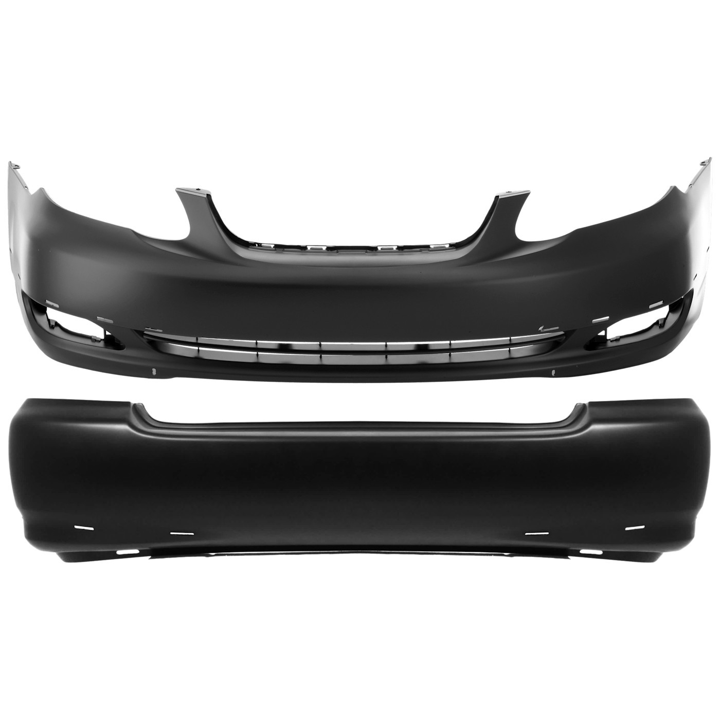 Pair Set of 2 Bumper Covers Front & Rear for Toyota Corolla 2005-2008