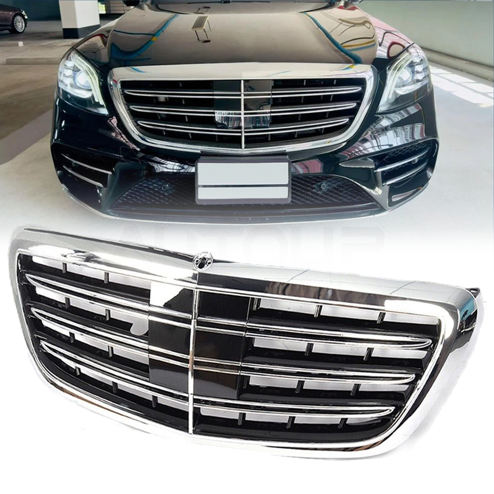 Chrome Front Grille Grill Fit Mercedes W222 2014-2020 S400 S550 S580 S560 S600