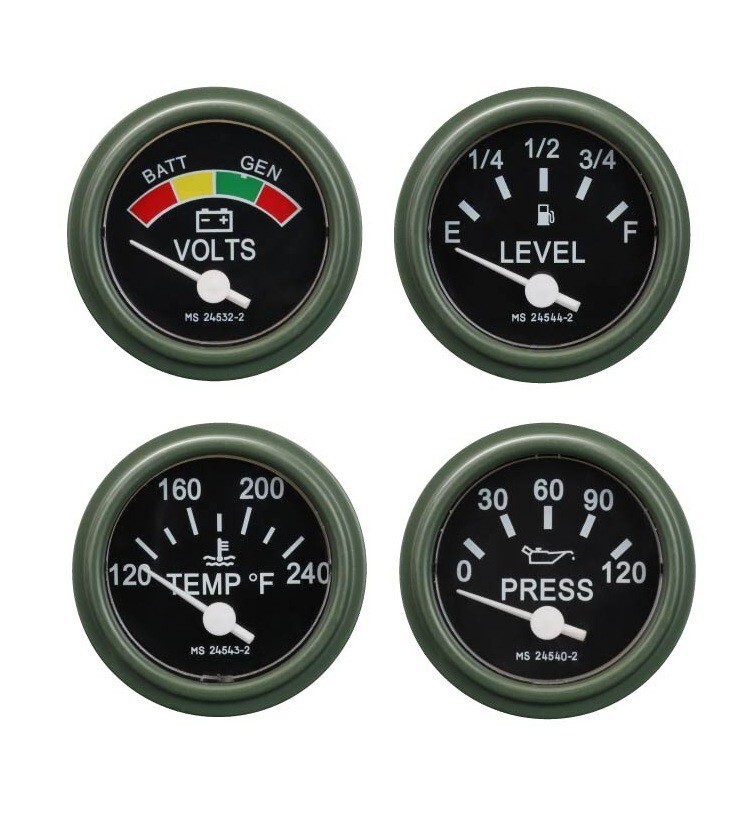 Humvee Green 4 Gauge Set Military Equipment Replacement M998 M1123 M1045 Truck Humvee Green 4 Gauge Set Military Equipment Replacement M998 M1123 M1045 Truck