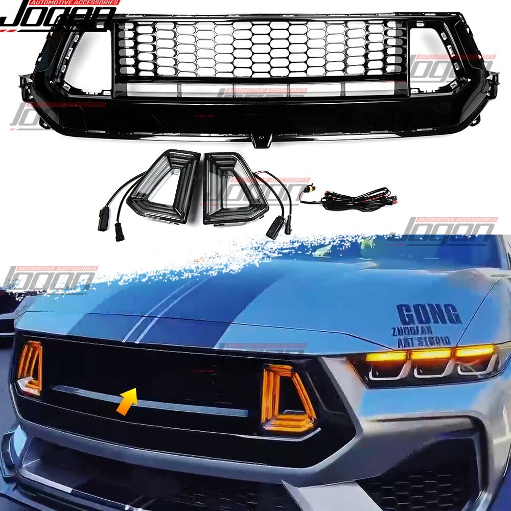 S650 Pony GT Front Upper Grille W/LED Insert Fit For Ford Mustang S650 GT 2024+