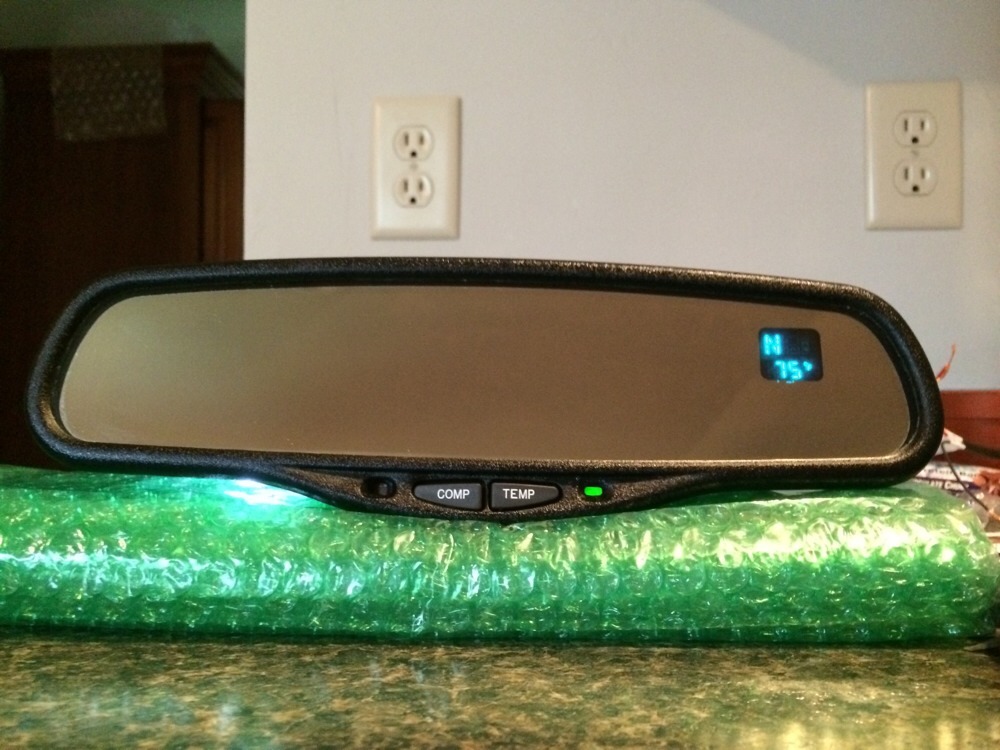 Gentex 177 Auto-dim Mirror with Compass and Temp-Two Line Display FREE WireCover