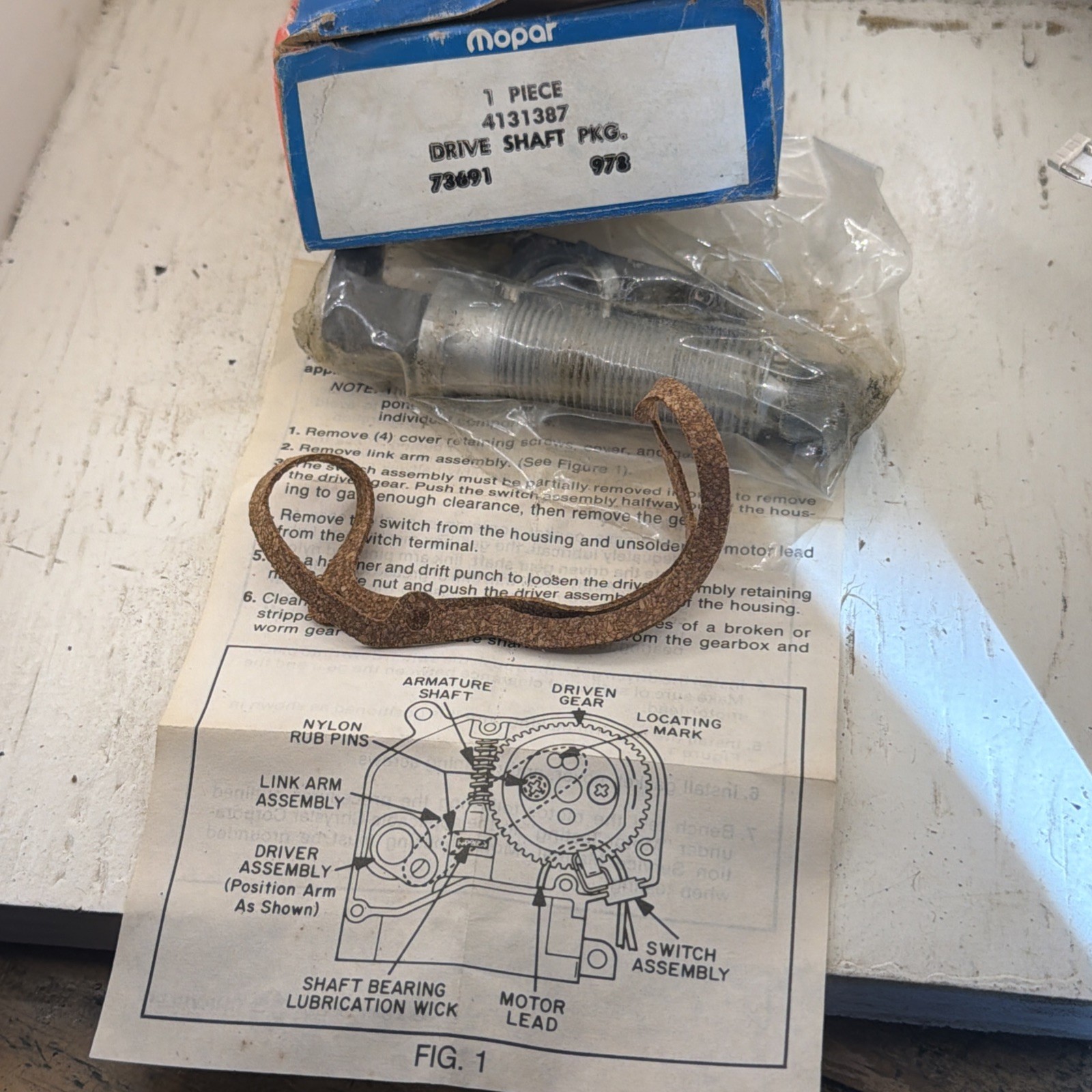 NOS OEM Mopar 1979-1987 Dodge Omni Plymouth Horizon Rear Wiper Pivot Shaft New