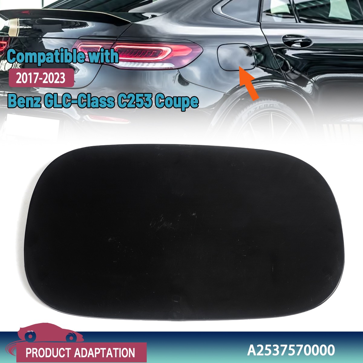 Black New For Mercedes 16-23 GLC Coupe C253 Fuel Filler Door Tank Lid Cap Cover