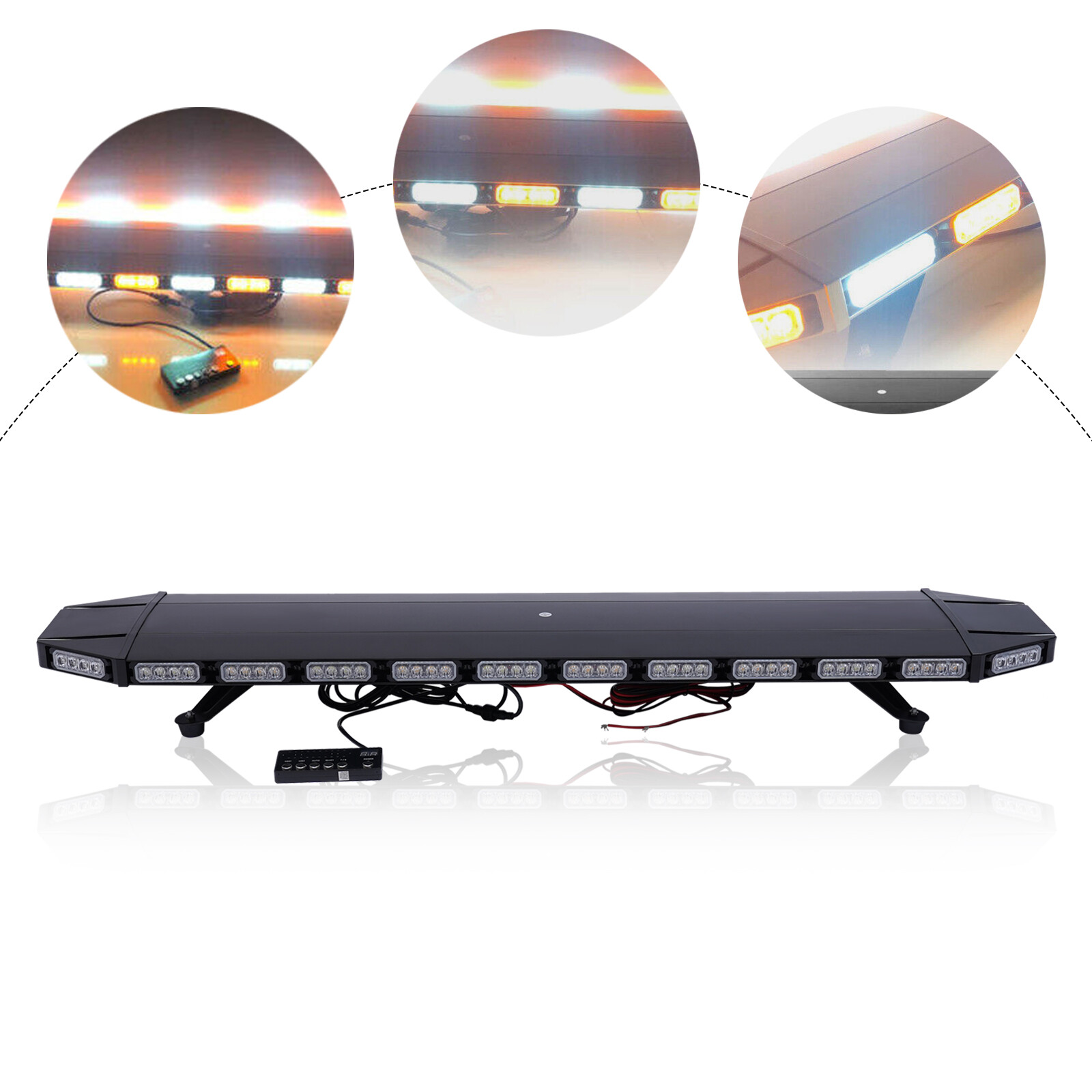 47 LED Emergency Strobe Light Bar Tow Truck Warn Beacon Response Amber/White US~