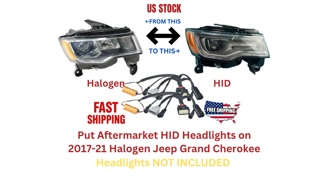 2017–2021 Jeep Grand Cherokee Halogen to Aftermarket HID Headlight Harness
