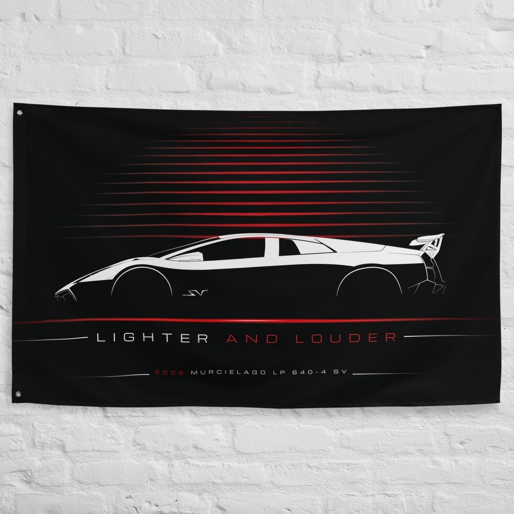 Murcielago LP 640-4 SuperVeloce 2009 Car Silhouette Flag 3x5 ft Garage Banner