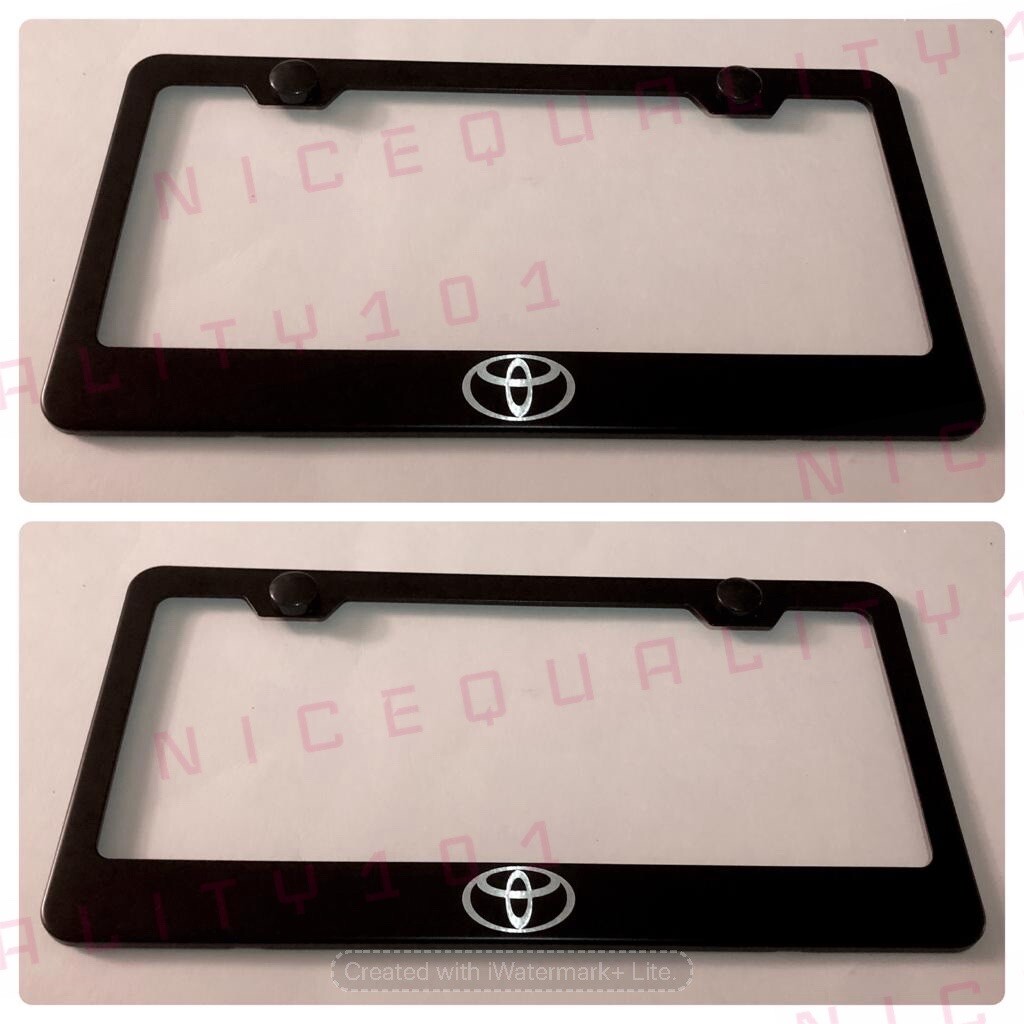2X Toyota Stainless Steel Black Finished License Plate Frame Holder 2X Toyota Stainless Steel Black Finished License Plate Frame Holder