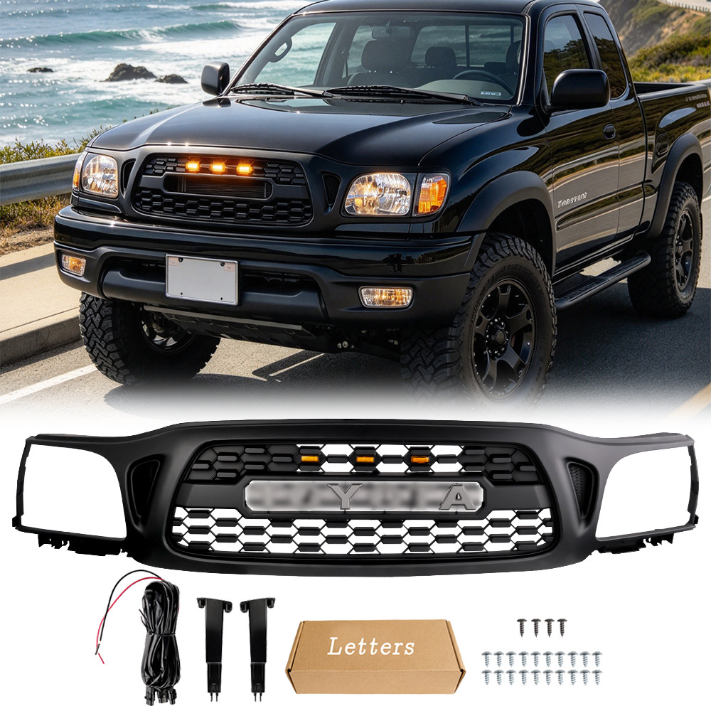Upgrade Grille Bumper Grill with Letters For 2001-2004 Toyota Tacoma TRD Style